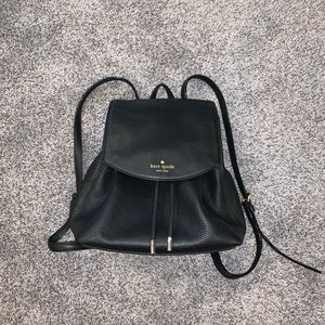 Kate Spade small black leather backpack
